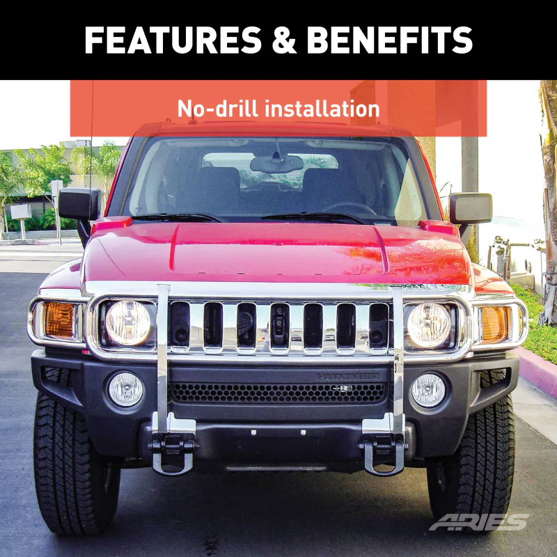 ARIES Polished Stainless Grille Guard, Select Hummer H3, H3T Model 4077-2 - Image 5