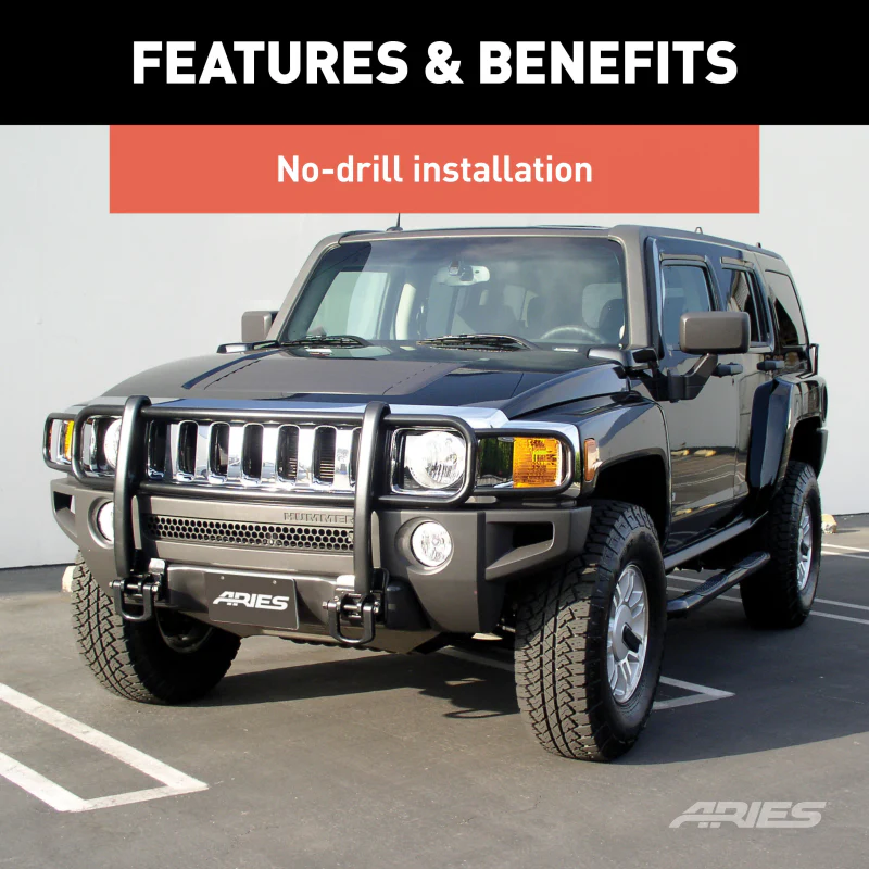 ARIES Black Steel Grille Guard, Select Hummer H3, H3T Model 4078 - Image 5