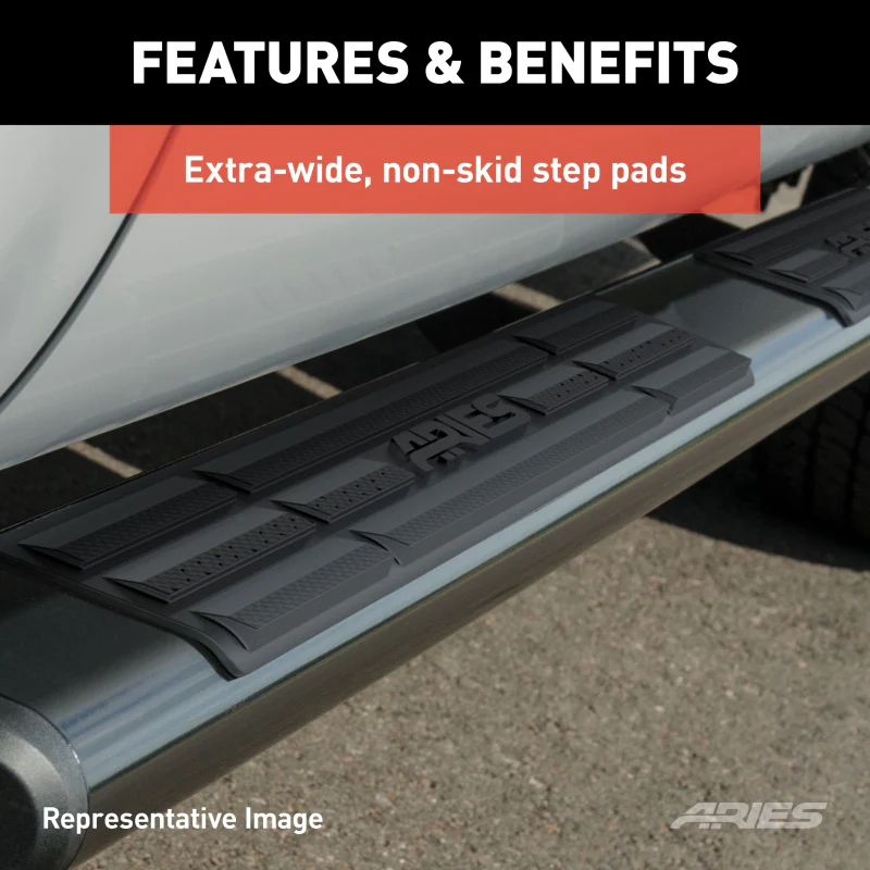 ARIES 6" x 91" Black Aluminum Oval Step Nerf Bars Model 4445045 - Image 5