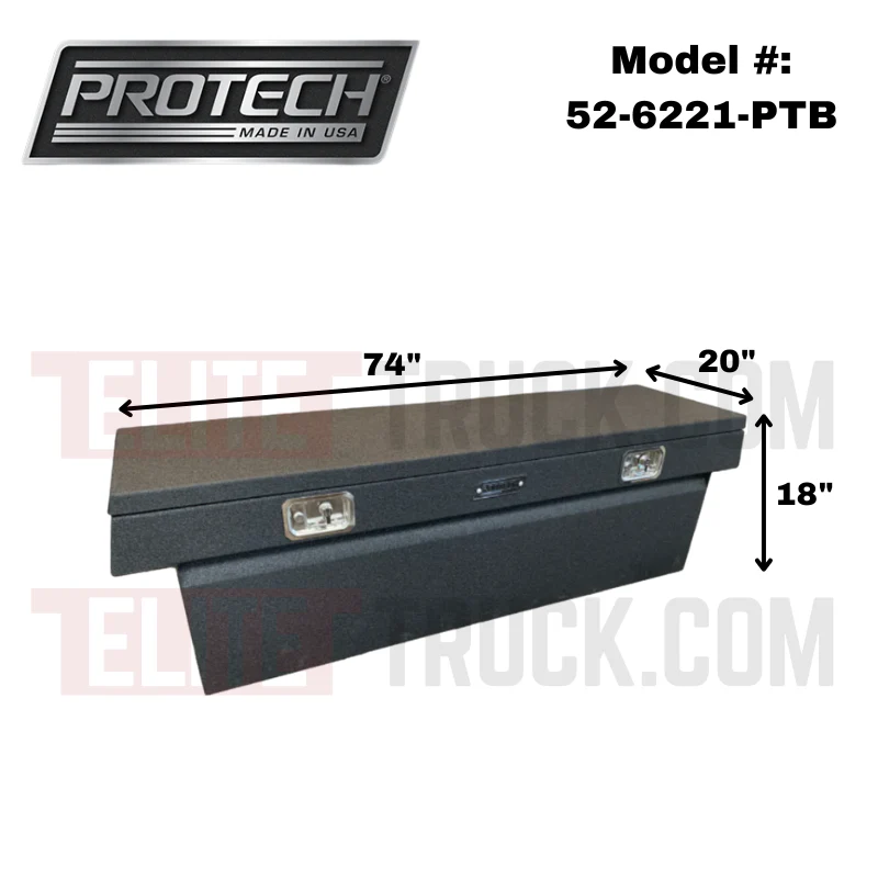 ProTech Crossover 18X20X74 Single Lid Box Textured Black Steel Standard Profile Includes Tray Model 52-6221-PTB - Image 2