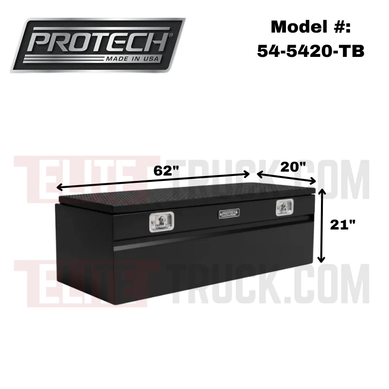 Protech Chest Tool Box - 21X20X62, 20+ Chevy HD 6.5+ Bed- Diamond Plate Lid Textured Black Includes Tray Model 54-5420-TB - Image 2