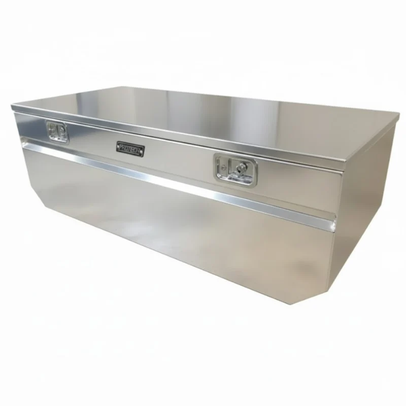 Protech Chest Tool Box - 19.5X20X60, 19+ Ram 5.5'Bed, Notched, Smooth Lid Bright Aluminum Includes Tray Model 54-5436-20