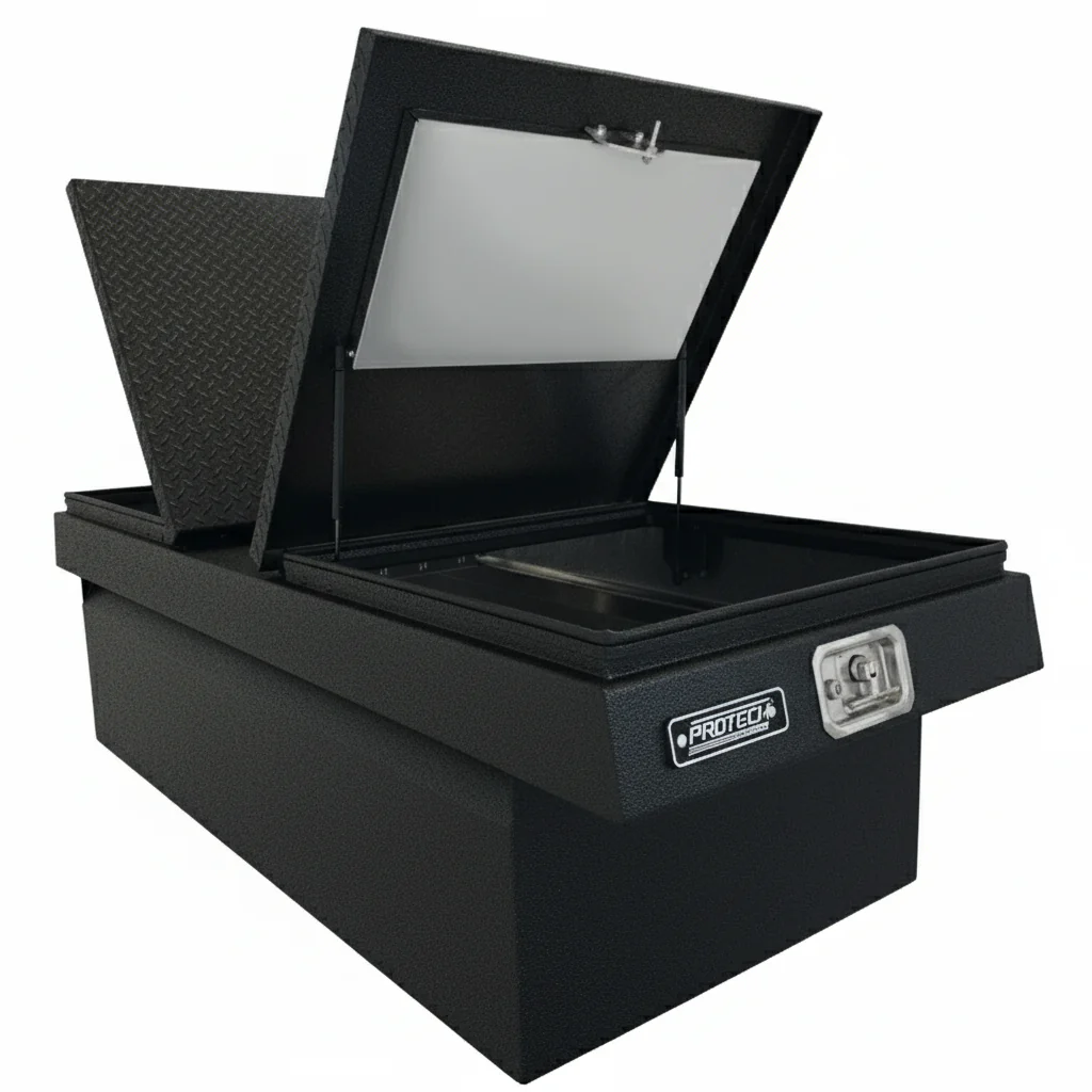 ProTech Crossover 16X20X74 Gull Wing Box Diamond Plate Lid Textured Black Standard Profile Includes Tray Model 54-6222-TB - Image 4