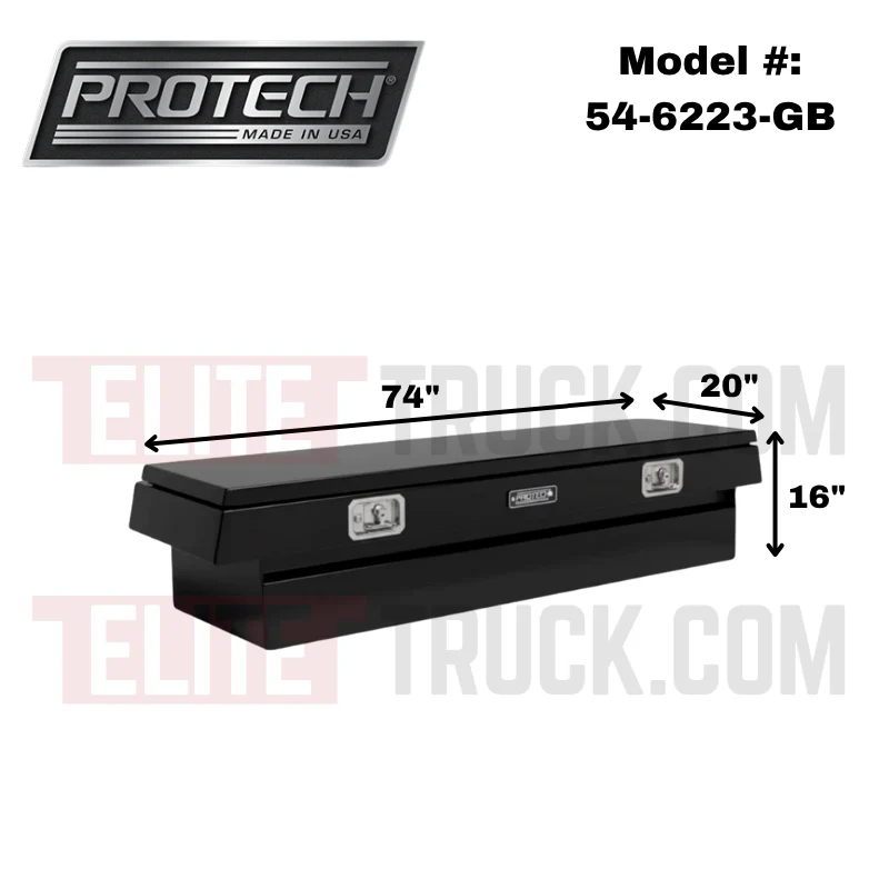 ProTech Crossover 16X20X74 Single Lid Box Smooth Lid Gloss Black Standard Profile Includes Tray Model 54-6223-GB - Image 2