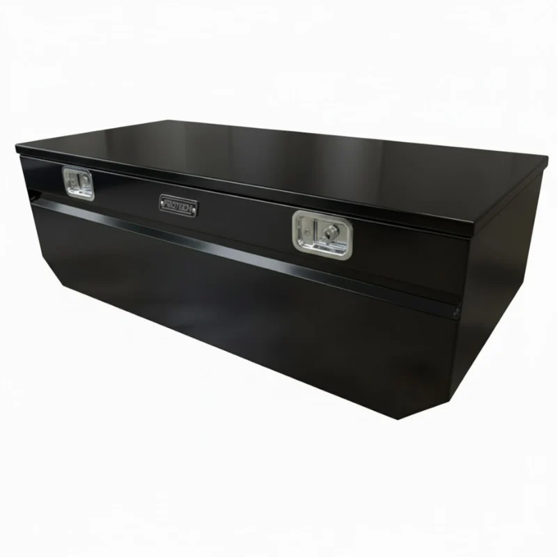 Protech Chest Tool Box - 21X24X62, 17+ Ford Standard Duty, Notched, Smooth Lid- Textured Black Includes Tray Model 54-6496-TB