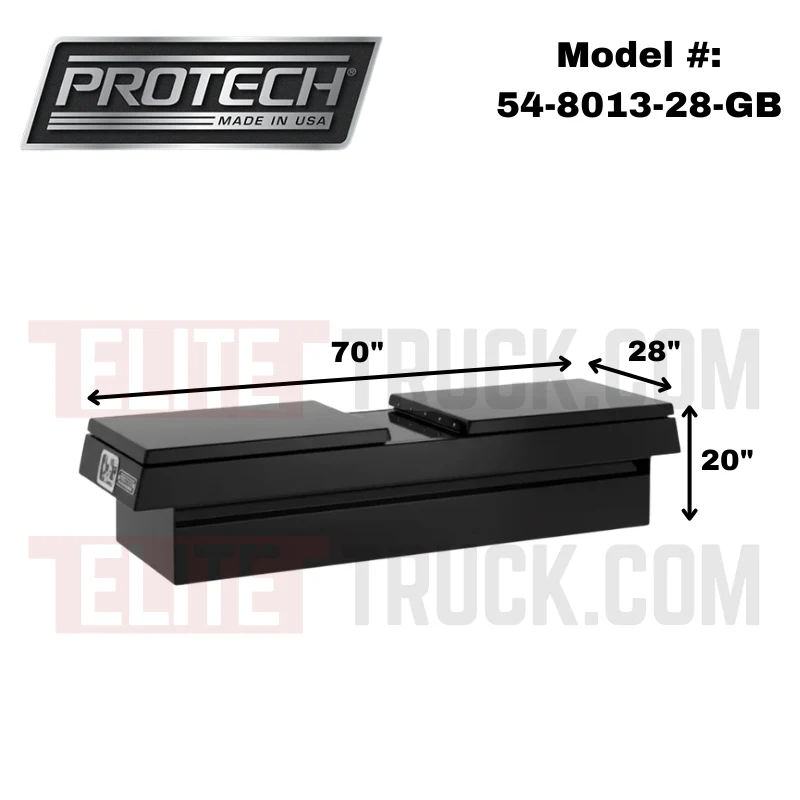 ProTech Crossover 20X28X70 Single Lid Box Smooth Lid Smooth Lid Gloss Black Standard Profile Includes Tray Model 54-8013-28-GB - Image 2
