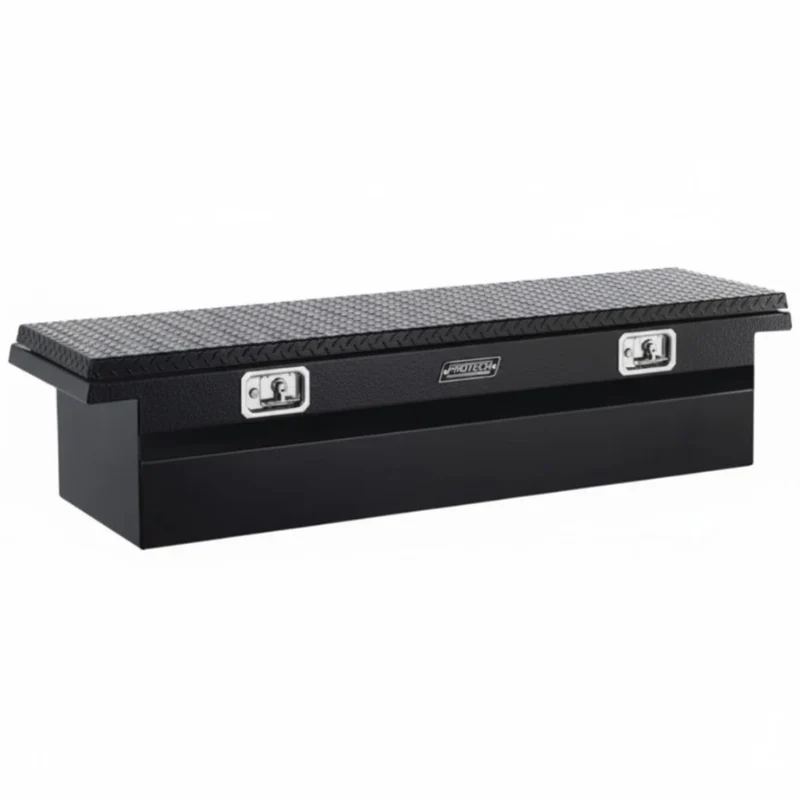 ProTech Crossover 15X20X70 Single Lid Box Diamond Plate Lid Textured Black Low Profile Includes Tray Model 54-8211LP-TB