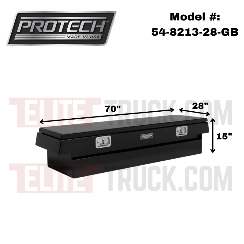 ProTech Crossover 15X28X70 Single Lid Box Smooth Lid Gloss Black Standard Profile Includes Tray Model 54-8213-28-GB - Image 2