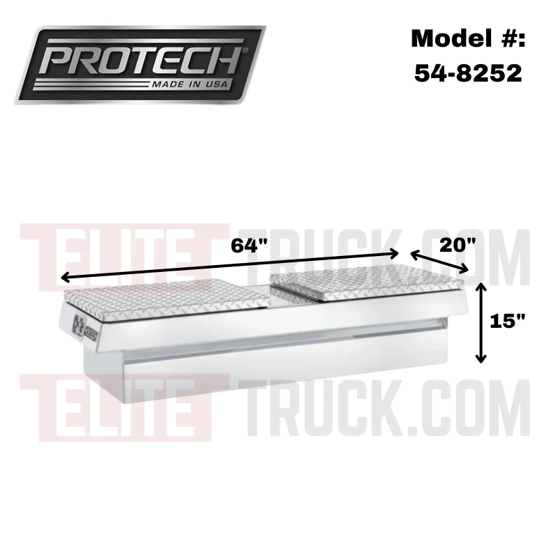 ProTech Crossover 15X20X64 Gull Wing Box Diamond Plate Lid Bright Aluminum Standard Profile Includes Tray Model 54-8252 - Image 2