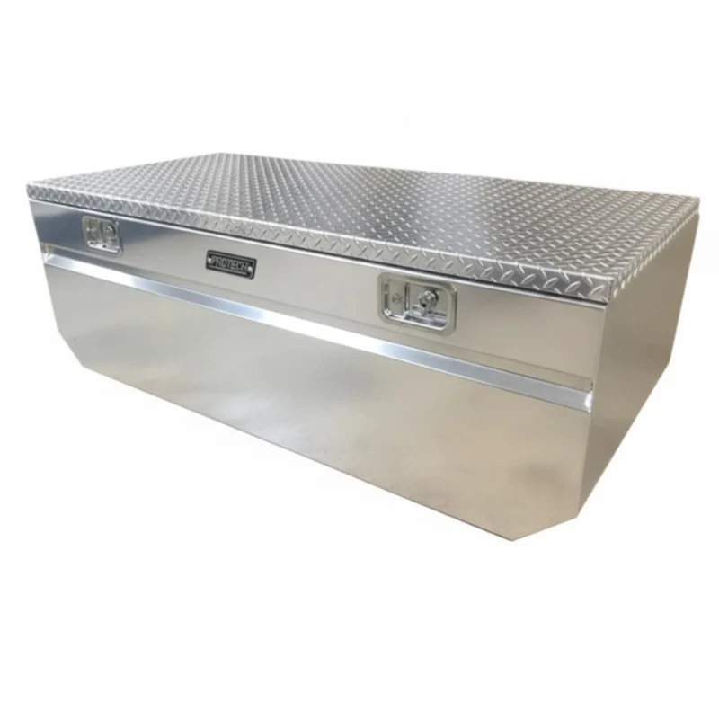 Protech Chest Tool Box - 19.5X24X60, Notched, Diamond Plate Lid Bright Aluminum Includes Tray Model 54-8420