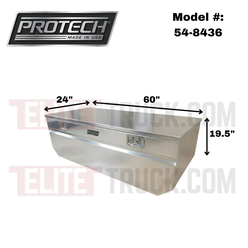 Protech Chest Tool Box - 19.5X24X60, V-Notched, Smooth Lid, Ford Bright Aluminum Includes Tray Model 54-8436 - Image 2