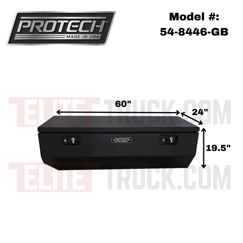 Protech Chest Tool Box - 19.5X24X60, Smooth Lid - Gloss Black Includes Tray Model 54-8446-GB - Image 2