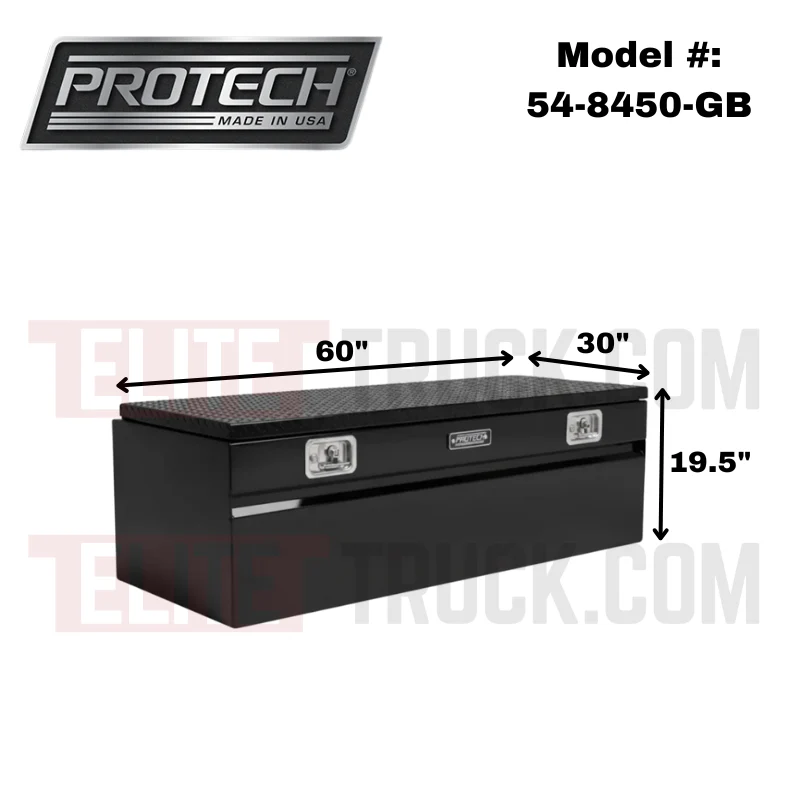 Protech Chest Tool Box - 19.5X30X60 - Diamond Plate Lid Gloss Black Includes Tray Model 54-8450-GB - Image 2