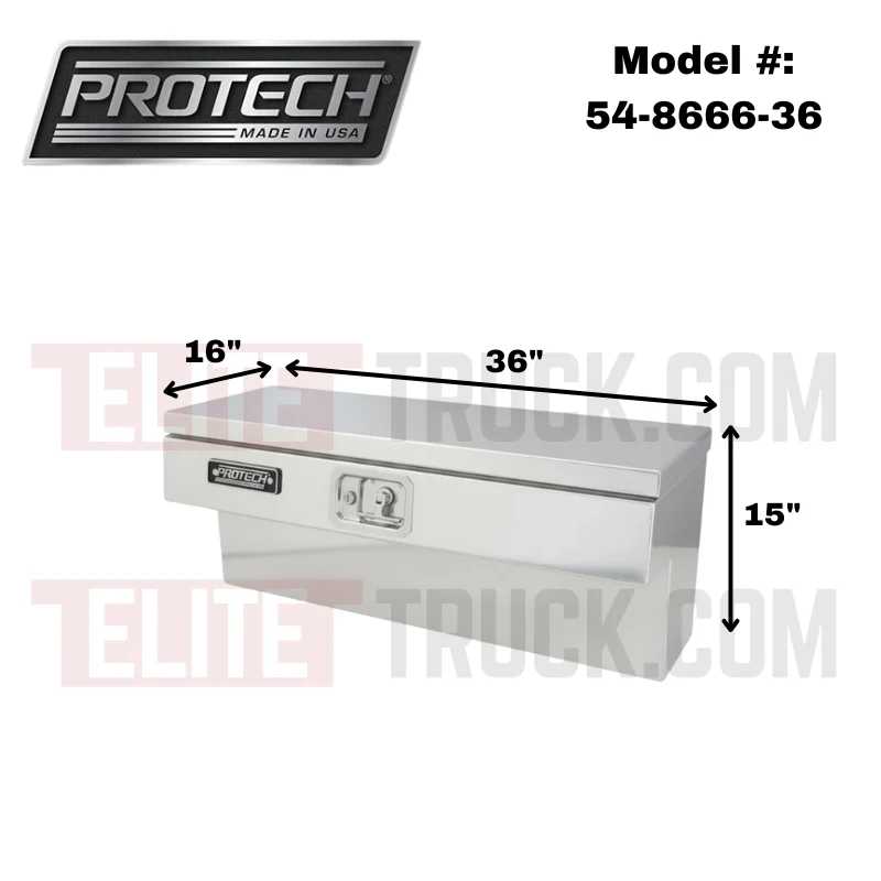 ProTech Side Mount Box - 16W X 36L Smooth Lid Bright Aluminum Model 54-8666-36 - Image 2