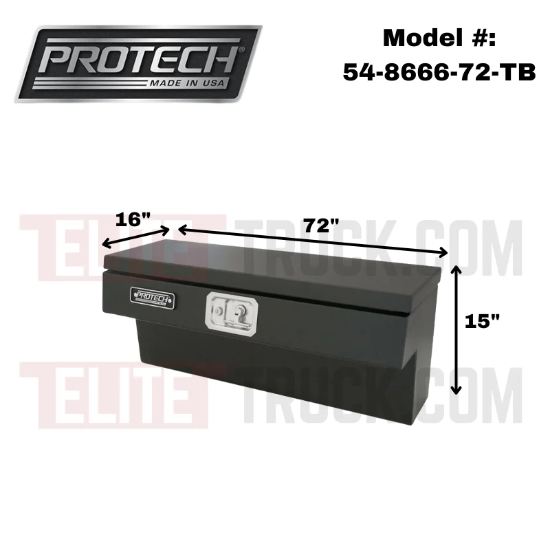 ProTech Side Mount Box - 16W X 72L Smooth Lid, Matte Textured Black Model 54-8666-72-TB - Image 2