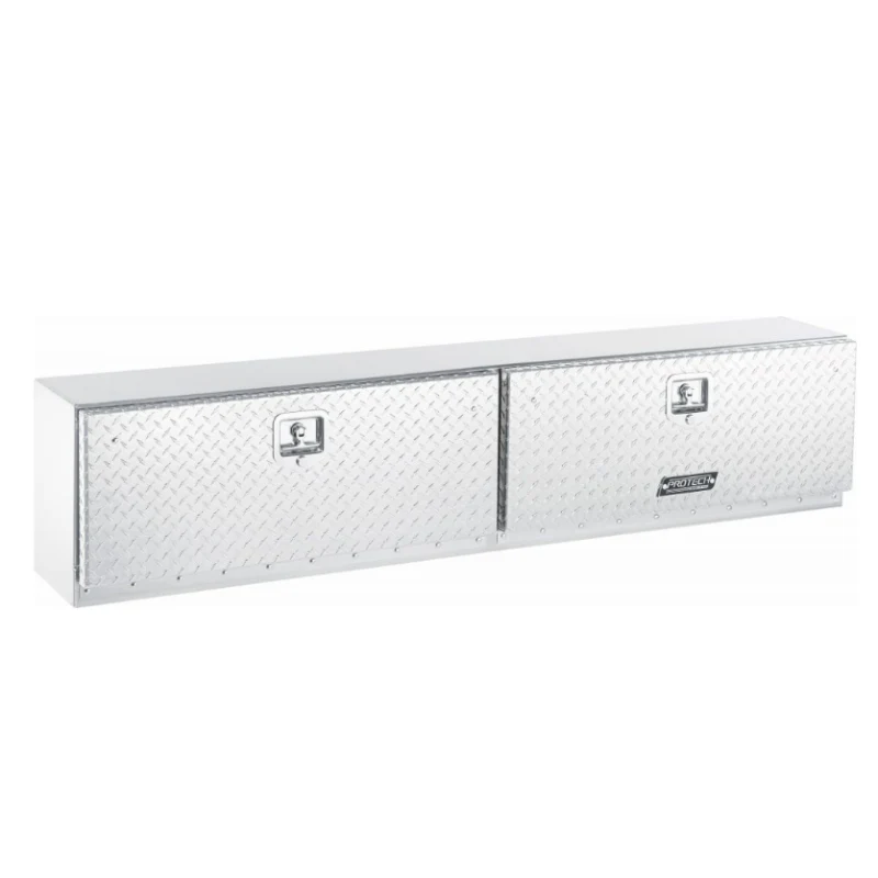 ProTech Top Mount Box -16Hx12Dx72L w/ 2 Diamond Plate Drop Doors Bright Aluminum Model 54-8680-72