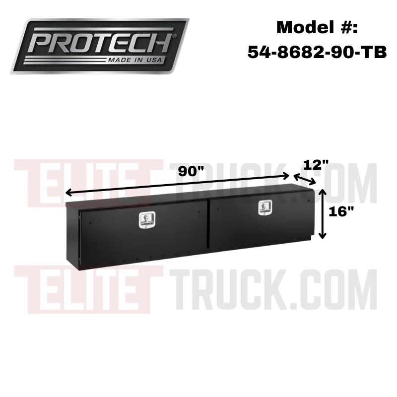 ProTech Top Mount Box -16Hx12Dx90L w/ 2 Smooth Drop Doors, Matte Black Model 54-8682-90-TB - Image 2