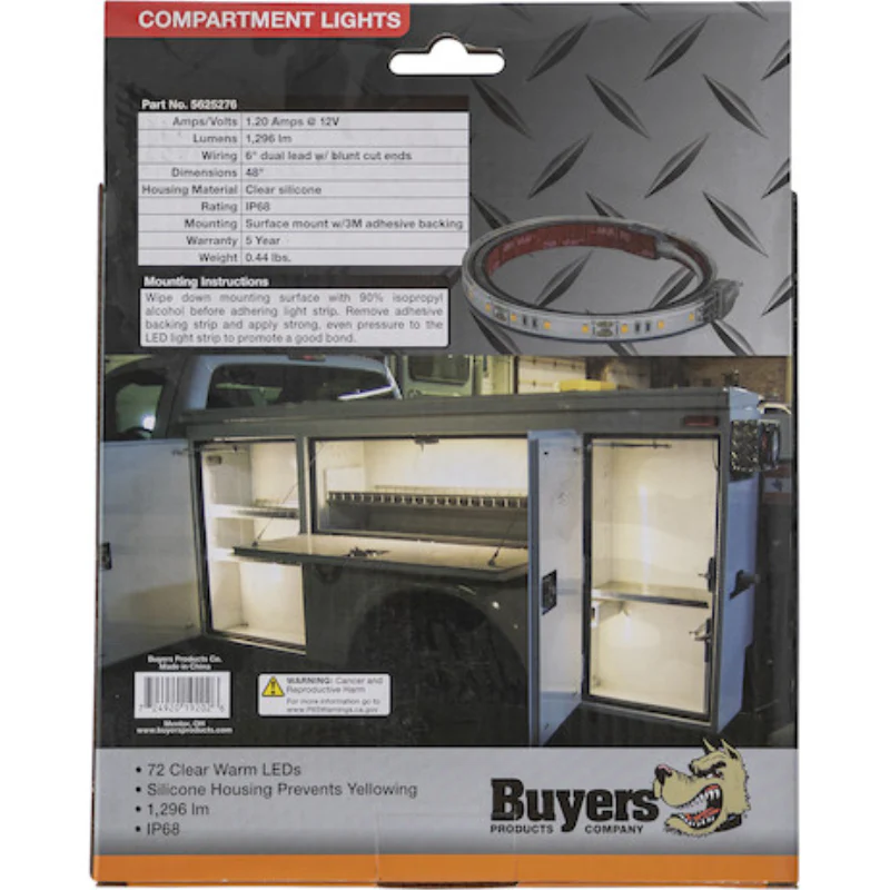 Buyers Products 48 Inch Silicone 72-LED Strip Lights with 3M Adhesive Backing - Clear and Warm Model 5625276 - Image 6