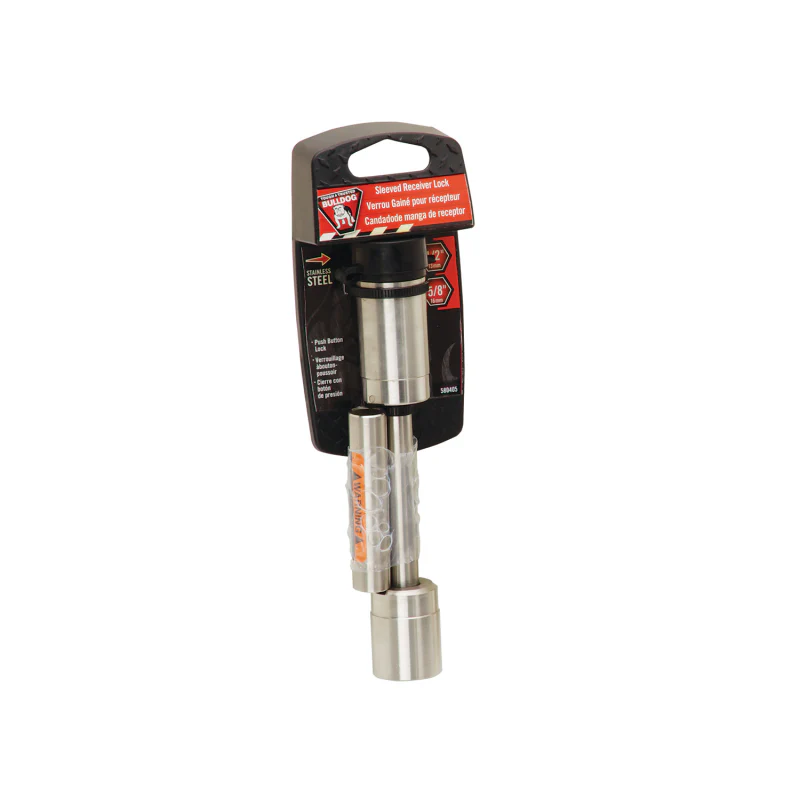 Draw-Tite Trailer Hitch Lock - 1-1/4 in. & 2 in. Square Receivers, 1/2 in. & 5/8 in. Pin Diameter, Dogbone Style, Stainless Steel Model 580405 - Image 2