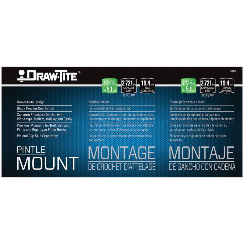Draw-Tite Pintle Hook Mounting Plate, Fits 2 in. Square Receiver, 6,000 lbs. Capacity Model 63056 - Image 5