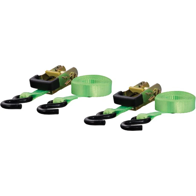 CURT 1-Inch x 16-Foot Lime Green Nylon Ratchet Straps, 3,300 lbs. Break Strength, 2-Pack Model 83028