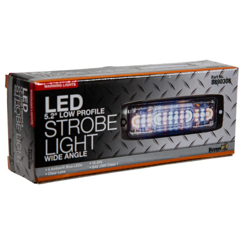 Buyers Products 5 Inch Ultra Thin Wide Angle Rectangular LED Amber/Blue Strobe Light Series Model 8890308 - Image 8