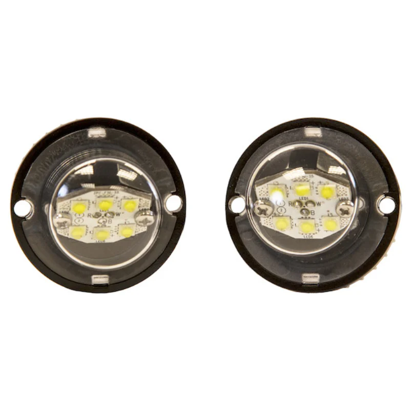 Buyers Products 2 Inch Bolt-On Hideaway Round LED Clear Strobe Kits with In-Line Flashers Model 8891215