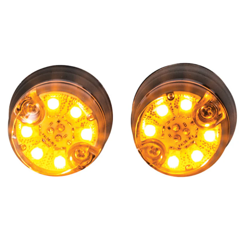 Buyers Products 1 Inch Push-On Hideaway Round LED Amber Strobe Kit with In-Line Flashers Model 8891326