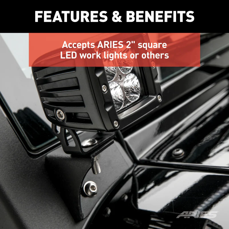 ARIES Jeep Wrangler JK Windshield Light Brackets Model AR15800 - Image 4