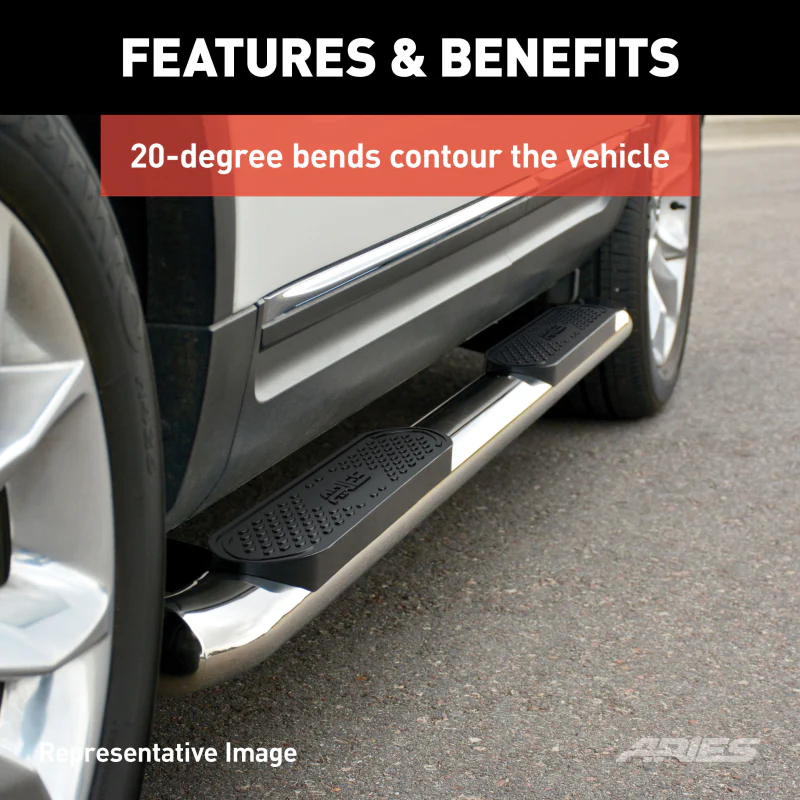 ARIES 4" Polished Stainless Oval Side Bars, For Toyota Tundra CrewMax Model S222023-2 - Image 6