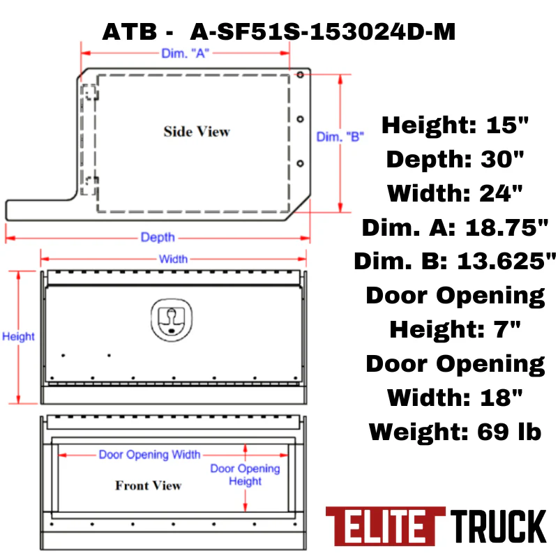 ATB Step Frame Box 15"H x 30"D x 24"W Single Drop and Bottom Open Door Model A-SF51S-153024D-M - Image 2