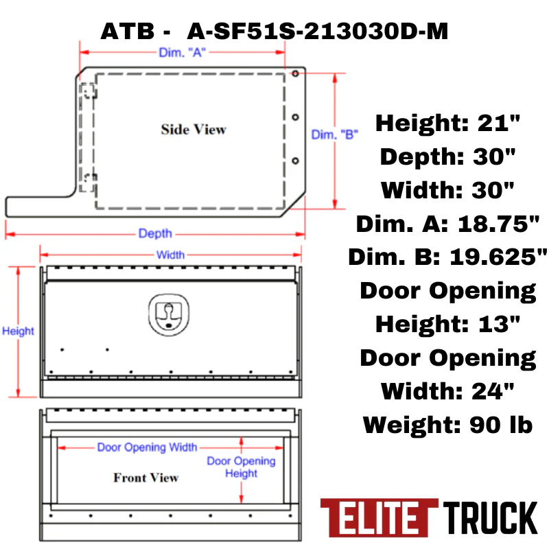 ATB Step Frame Box 21"H x 30"D x 30"W Single Drop and Bottom Open Door Model A-SF51S-213030D-M - Image 2