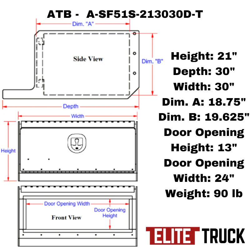 ATB Step Frame Box 21"H x 30"D x 30"W Single Drop and Bottom Open Door Model A-SF51S-213030D-T - Image 3