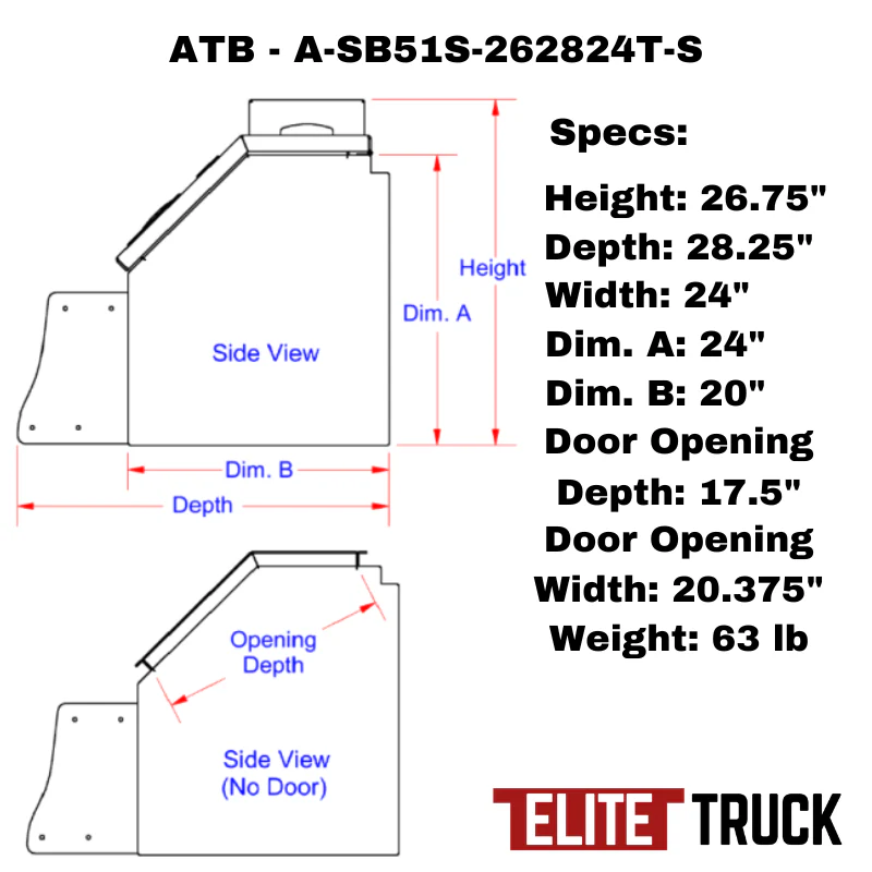 ATB Step Saddle Box 25"H x 28"D x 24"W Swing Up Door Model A-SB51S-262824T-S - Image 3