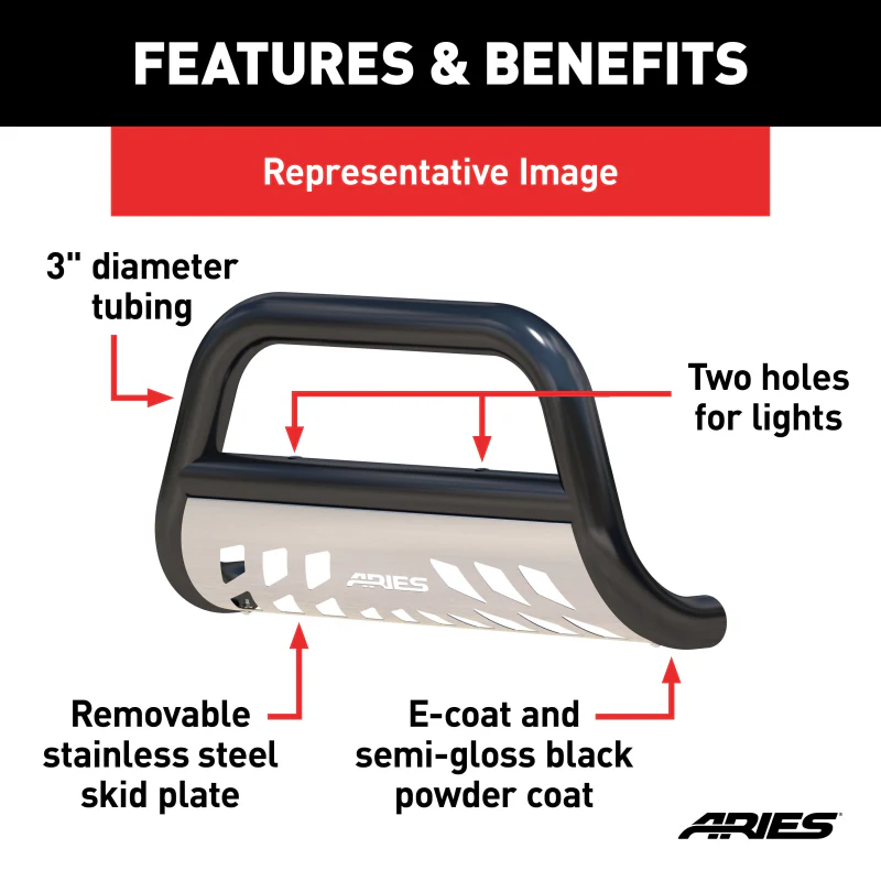ARIES 3" Black Steel Bull Bar, Select Toyota 4Runner Model B35-2006 - Image 6
