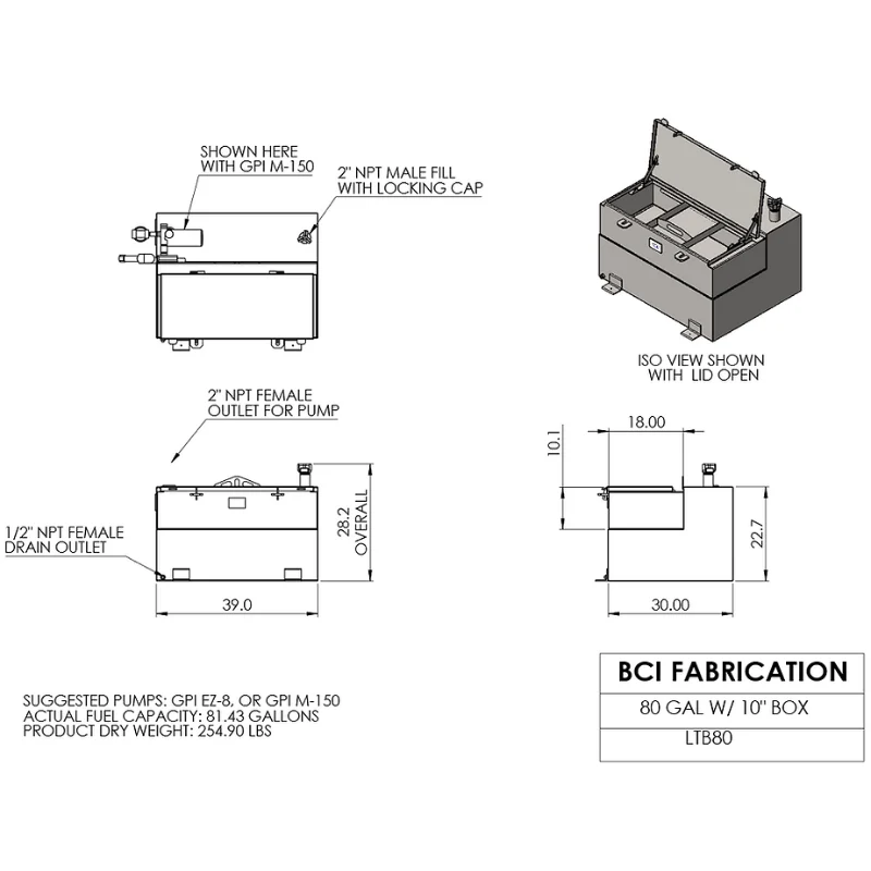 BCI Fabrication 80 Gallon Fuel Transfer Tank Toolbox Combo Model LTB80 - Image 5