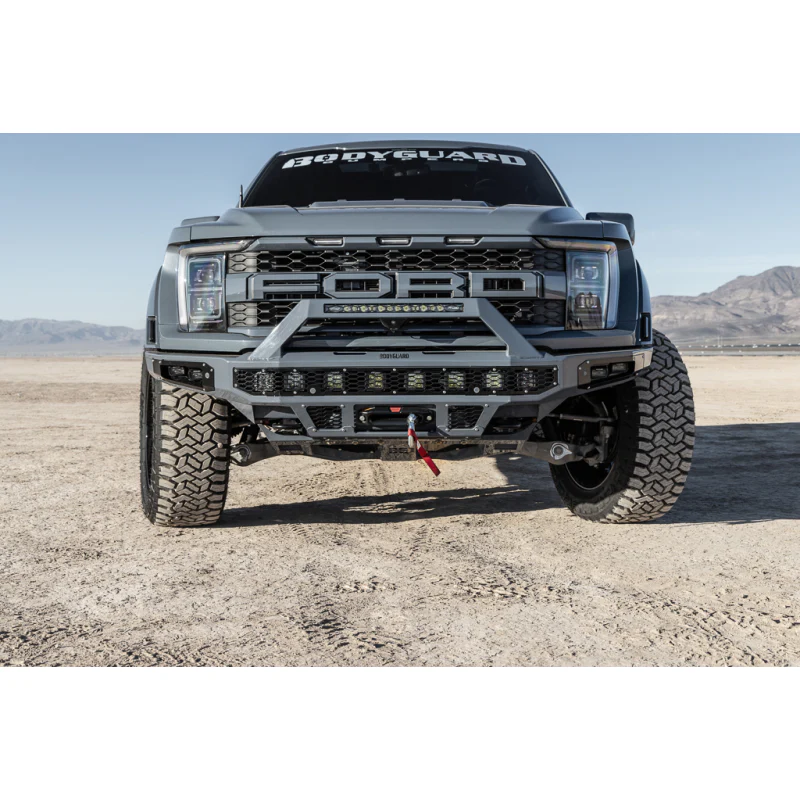 Bodyguard Freedom Front Baja Winch Mount Sensor Cutouts W/O Mesh Grille With Camera Harness & Pod Bare Metal Model LBF21IYBNB - Image 3