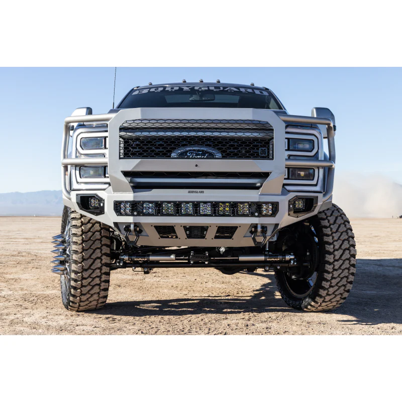 Bodyguard Freedom Front Extreme Non-Winch Sensor Cutouts W/ Mesh Grille With Camera Harness Bare Metal Model NEF23DYBMH - Image 2
