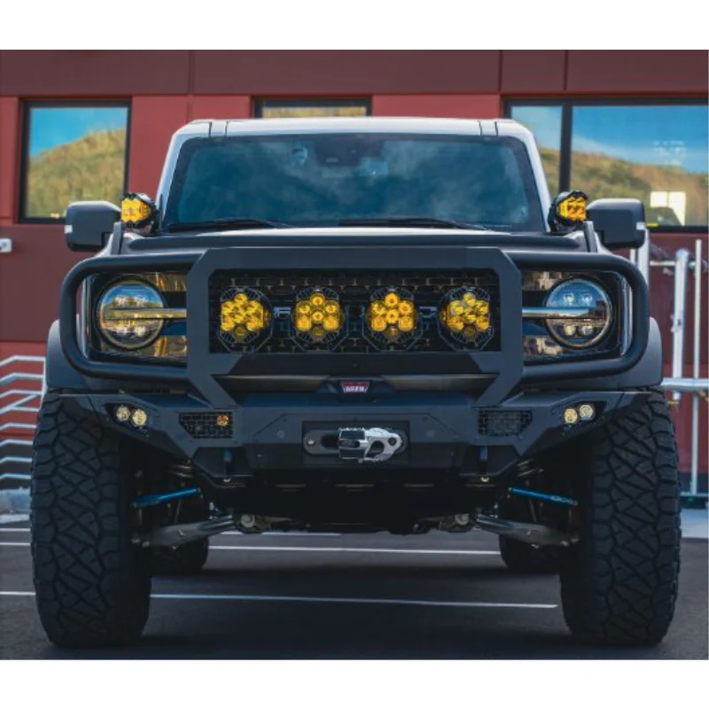 Bodyguard Freedom Front Extreme Winch Mount Sensor Cutouts With Camera Harness Bare Metal Model LEF21MYBNH - Image 2