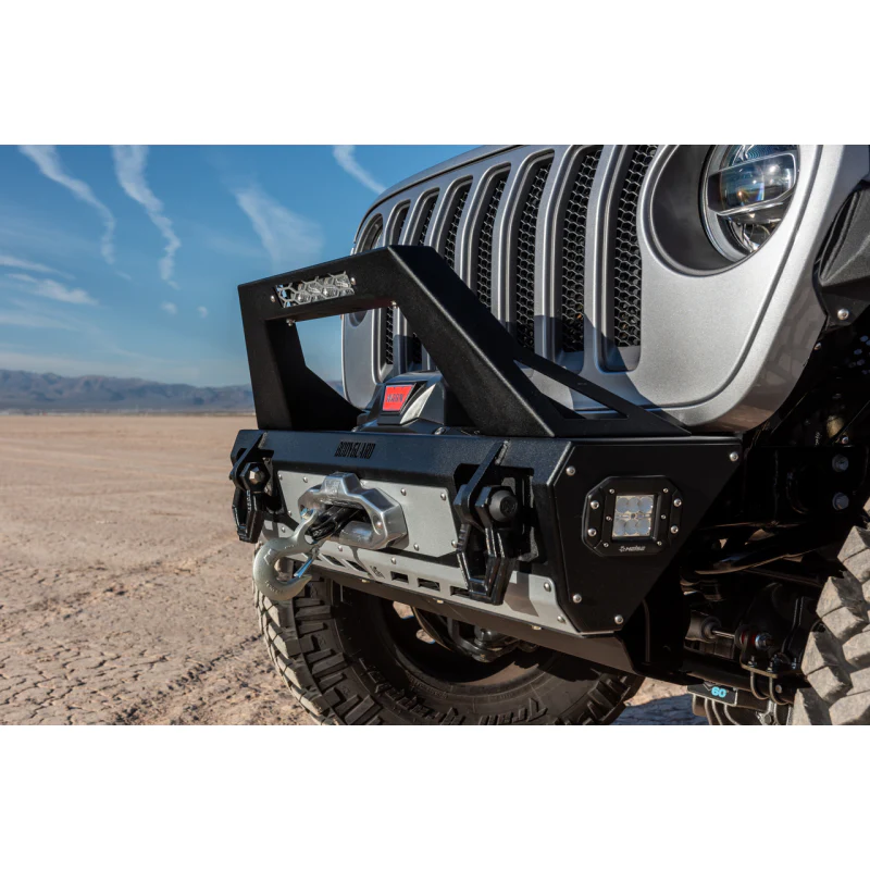 Bodyguard Gladiator Front Bumper Stubby With Push Bar End Cap Light Cutouts With Camera Harness + Pod Texture Black Powder Coat Model 99305TNB - Image 3