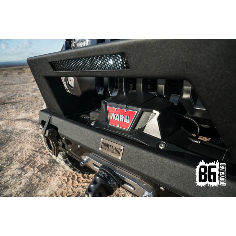Bodyguard JK Front Bumper Stubby With Push Bar End Cap Light Cutouts No Camera Harness Or Pod Texture Black Powder Coat Model 58134TNN - Image 3
