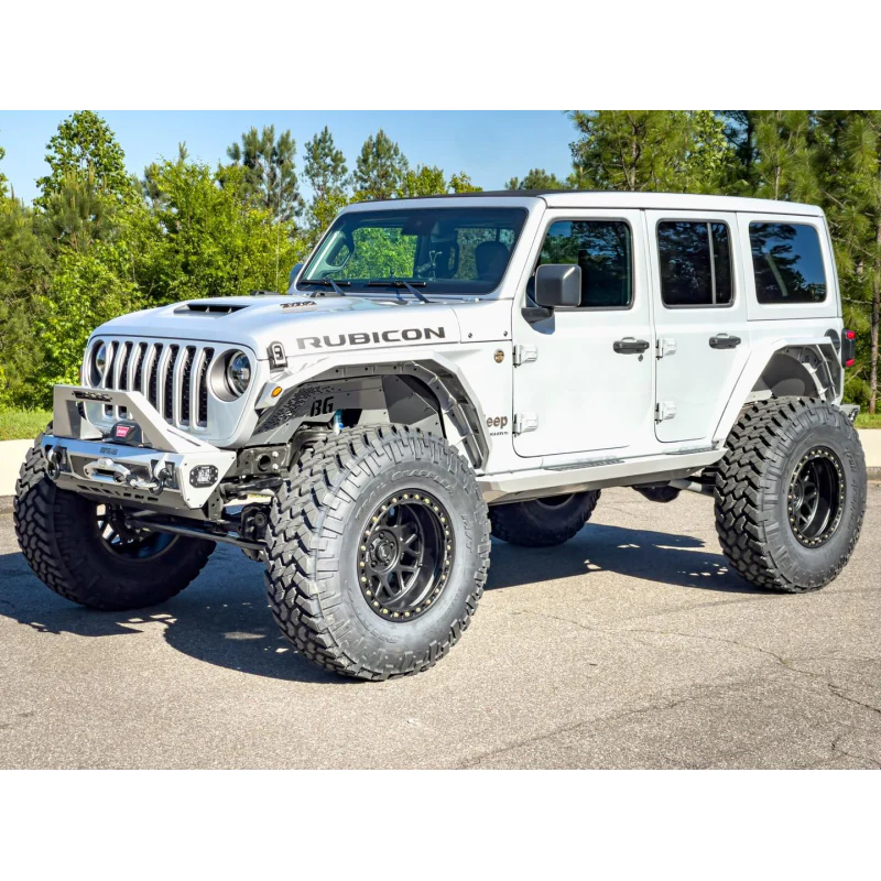 Bodyguard JL Front Bumper Stubby With Push Bar End Cap Light Cutouts With Camera Harness + Pod Texture Black Powder Coat Model 47077TNB - Image 3