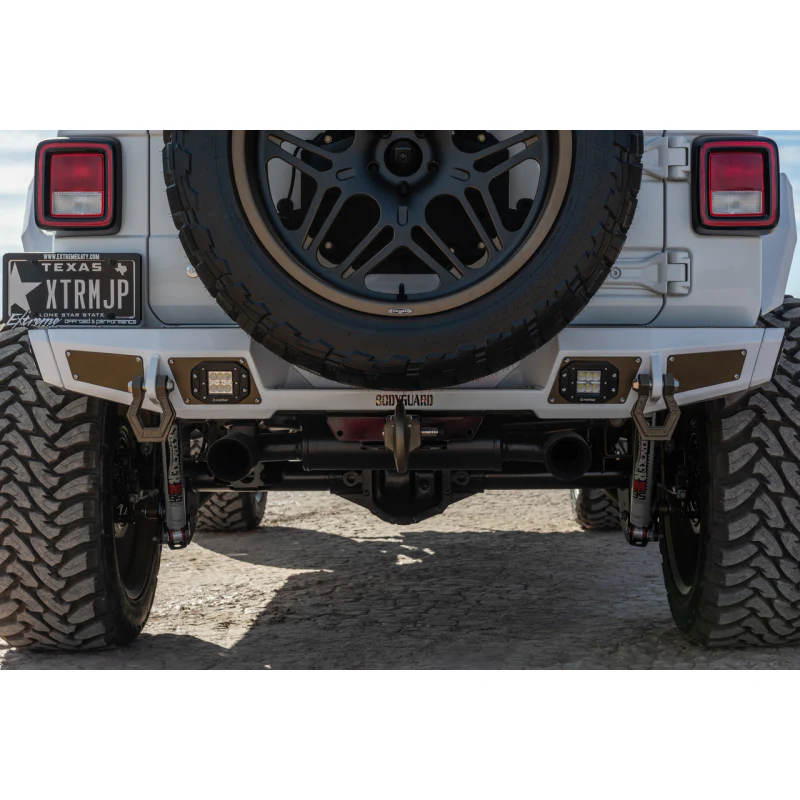 Bodyguard JL Rear Bumper Sensor Cutouts Reverse Light Cutouts Texture Black Powder Coat Model 56222T - Image 3
