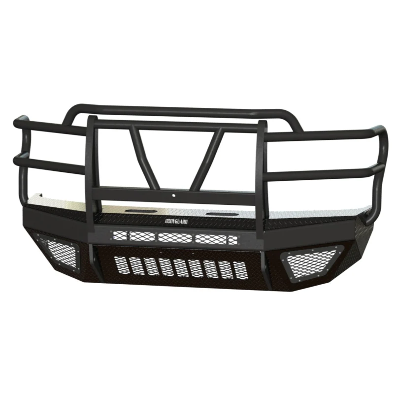Bodyguard T2 Front Extreme 2017-2022 Ford F250/F350 W/O Sensor Cutouts Factory Fog Cutouts Winch Mount Skid Plate W/ Mesh Grille No Camera Harness Texture Black Powder Coat Model EEF17BNWTMN