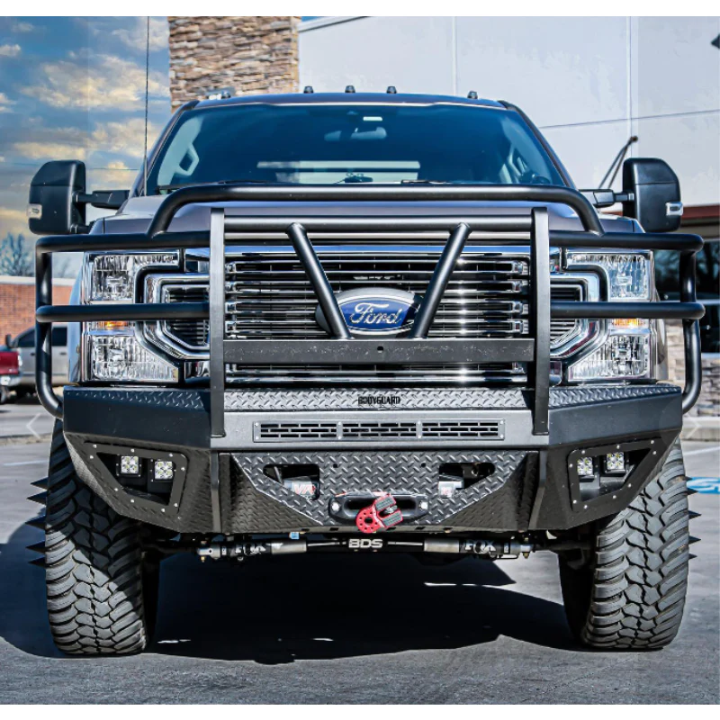Bodyguard T2 Front Extreme - W/O Sensor Cutouts Factory Fog Cutouts Receiver Hitch W/ Mesh Grille With Camera Harness Bare Metal Model EEF17BNHBMH - Image 2