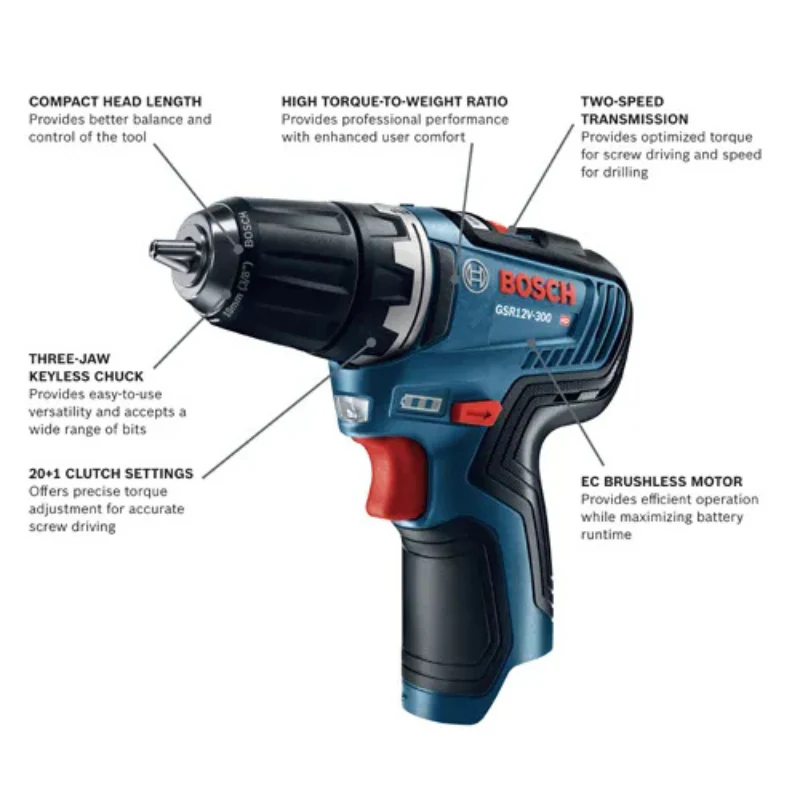 Bosch 12V Max EC Brushless 3/8 In. Drill/Driver (Bare Tool) Model GSR12V-300N - Image 3