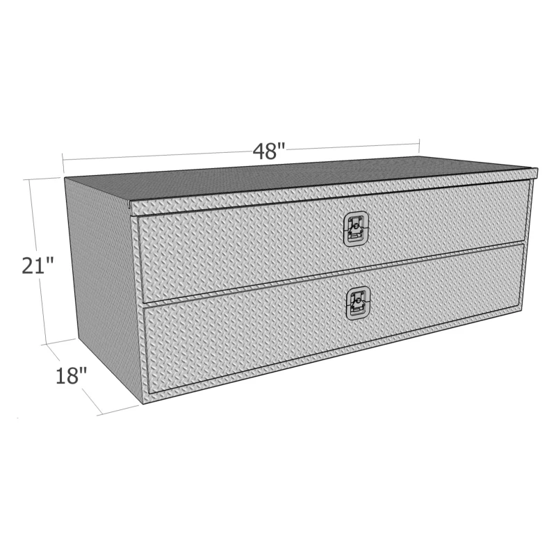 Brute 18" X 21" X 48"L HD Under Body -  Diamond, W/ Top Drawer & Button Door Model HD2148 - Image 2