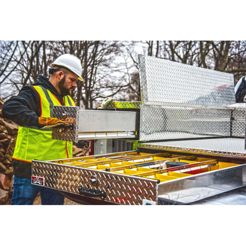 Brute 34" Side Mount Tool Box Bright Aluminum W/ Rear Bedsafe Roller Drawer Drivers Side Model RB7634D - Image 2