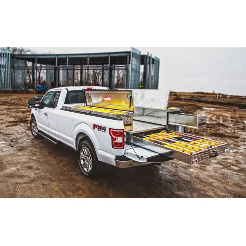 Brute 56" Side Mount Tool Box Bright Aluminum W/ Rear Bedsafe Roller Drawer Passenger Side Model RB7656P - Image 2