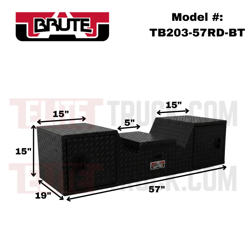 Brute 57" V-Shape 5Th Wheel Rv Box, 1 Lid, 2 Rear Facing Doors - Black Model TB203-57RD-BT - Image 2
